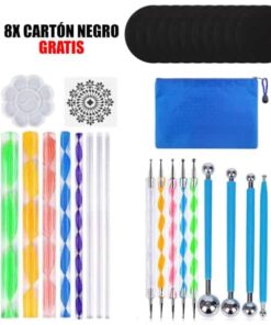Set de herramientas para dibujar mandalas (+ GRATIS 8x Cartón negro)