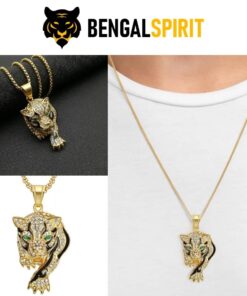 Collar de tigre dorado con incrustado