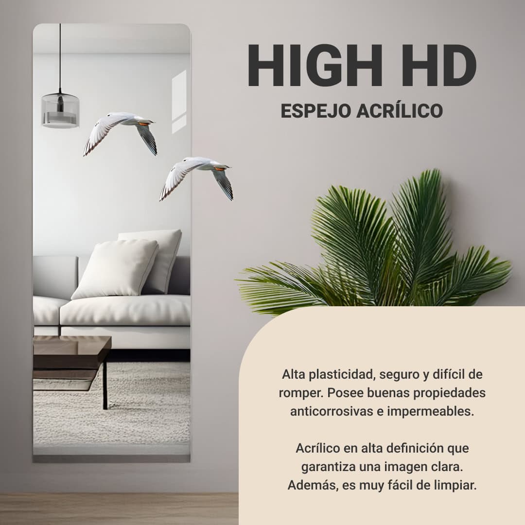 MirrorFlex™ espejo acrílico flexible autoadhesivo 120 x 40 cm - Imagen 3