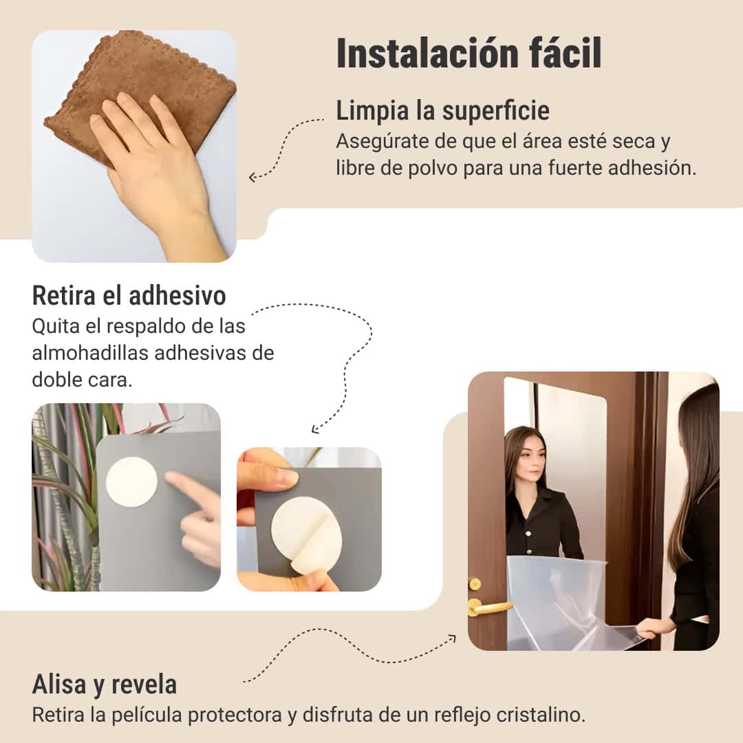 MirrorFlex™ espejo acrílico flexible autoadhesivo 120 x 40 cm - Imagen 4